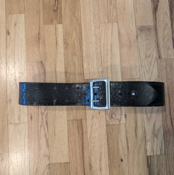 Black Leather Gun Belt Safety Speed Holster Belt Montebello Cal Belt 32 USA - Picture 2 of 15